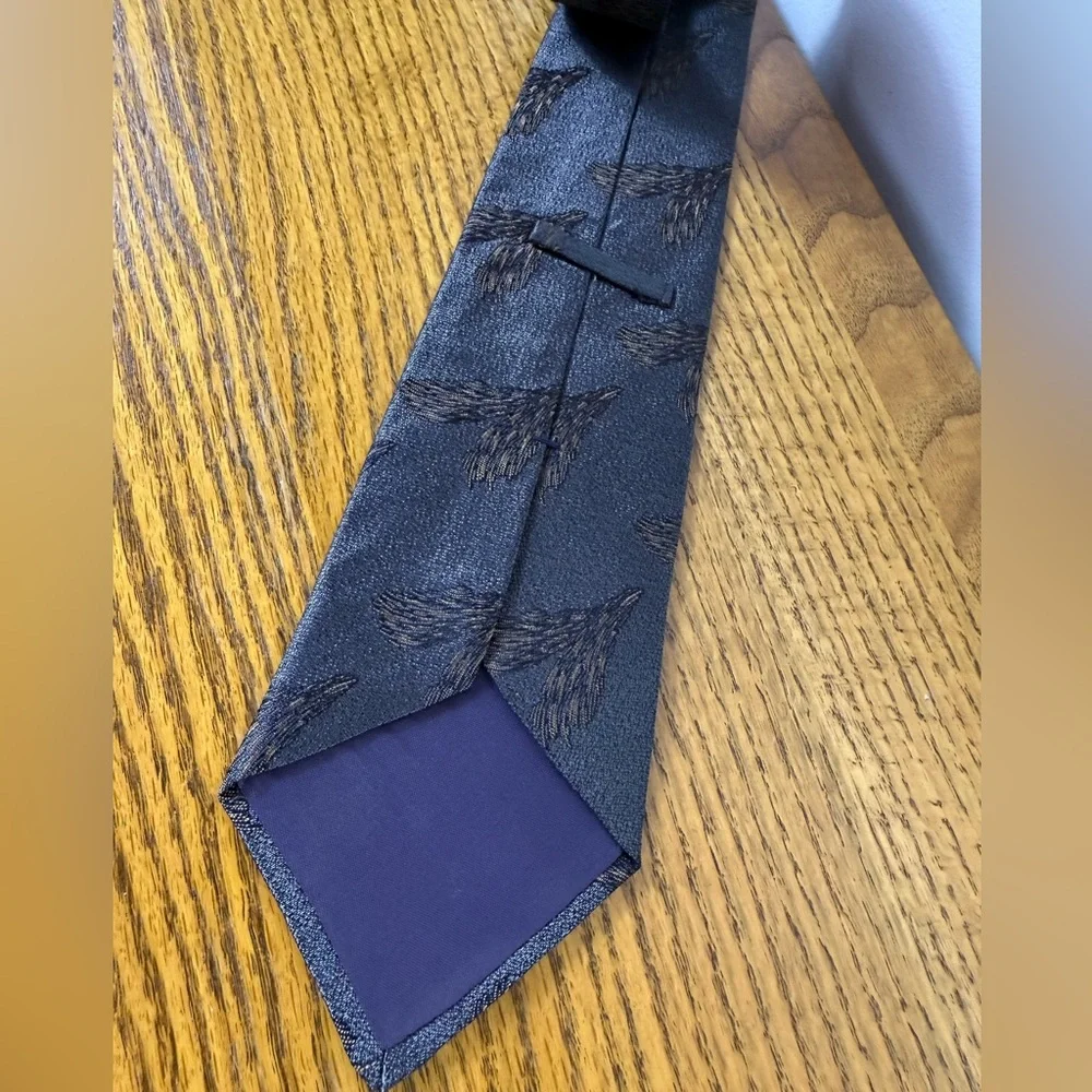 Damon Mens Silk Neck Tie Charcoal Gray Black‎ Officewear